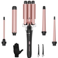 Curling Wand Set Iron Interchangeable 3 Barrel Curler with Ceramic Tourmaline