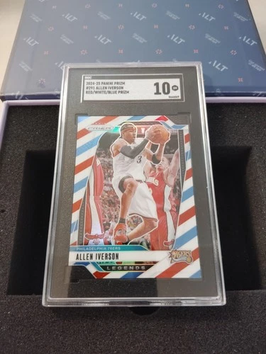 2024-25 panini prizm basketball 291 allen iverson Red White Blue Prizm SGC 10... - Picture 2 of 4