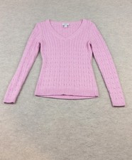 Ann Taylor LOFT Pink Cable Knit V-Neck Sweater Size XS