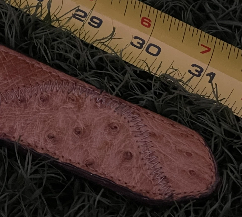 复古全新 NOS Western OSTRICH 1.5 英寸皮革皮带 30-32 英寸 Glam 牛仔美丽 — 第 4/4 张图片