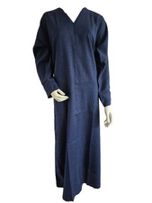 Ladies Regular Plain Pocket Twill Linen Blend Abaya/Jilbab/Maxi Navy size 52-58