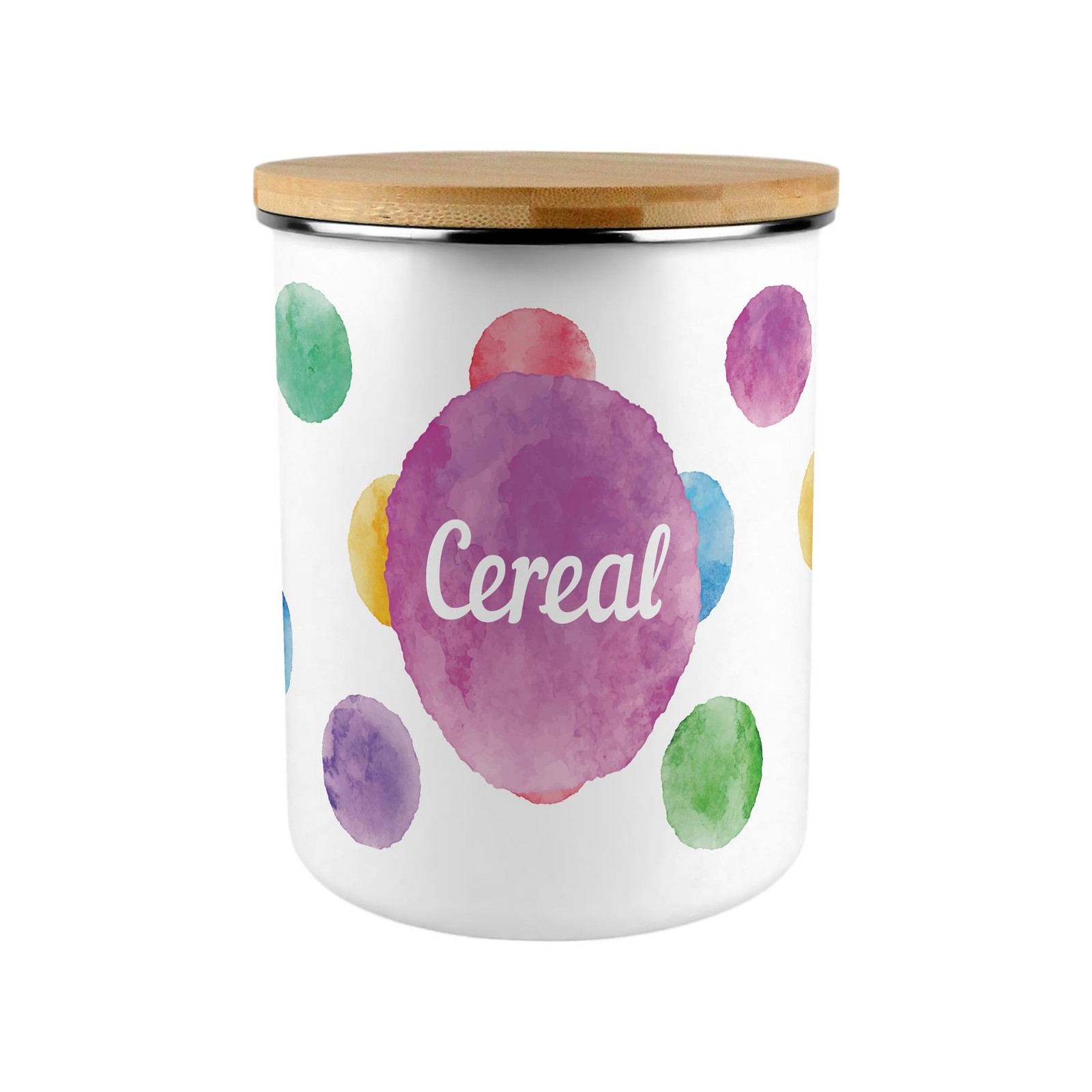 Polka Dots Cereal Storage Canister - XL Enamel Container Home Gift