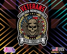 Veterans Forever Remembered Never U, Wall,Etc Sticker Vinyl Decal 5" FreeSticker