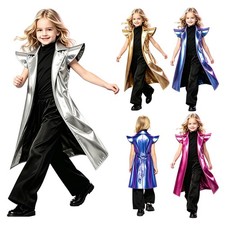 US Kids Tailcoat Victorian Jacket Cospaly Coat Show Metallic Halloween Costume