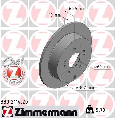 2X Zimmermann Bremsscheibe 380.2114.20 FüR Mitsubishi-image
