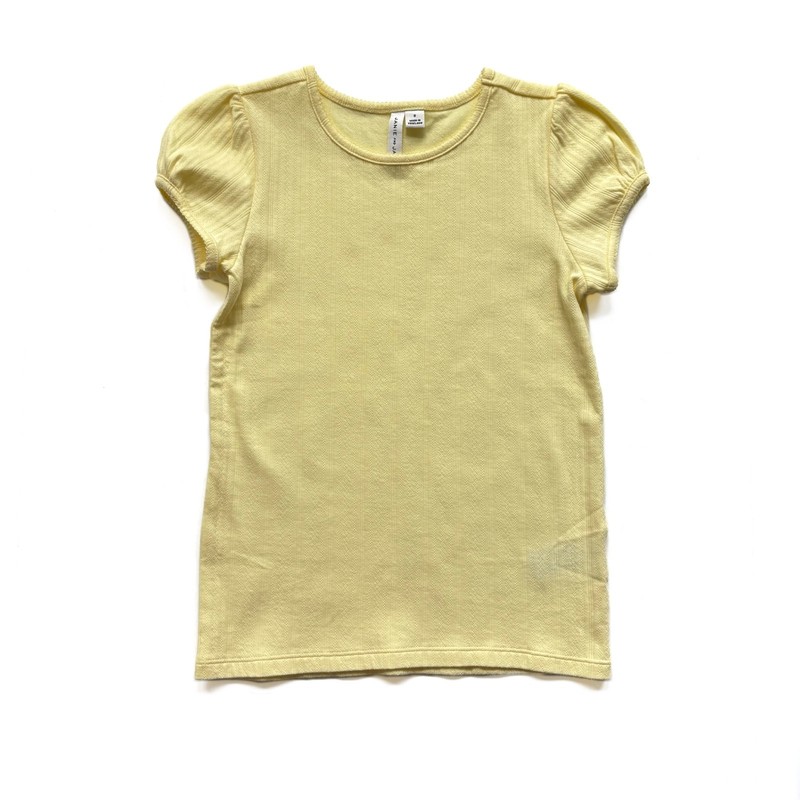 Girls 8 Janie and Jack Pointelle Shirt Pale Yellow Short Sleeve Tee 100% Cotton