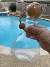 Vintage Pyrex #8010 Wine Carafe 1 Quart Cork Leather Ball Stopper Bar Ware MCM