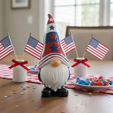 Blue  Red Stars 4th Of July Gnome Patriotic Figurine Home Decor Gift