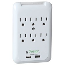 6-Outlet 2-USB Surge Protector Wall Tap