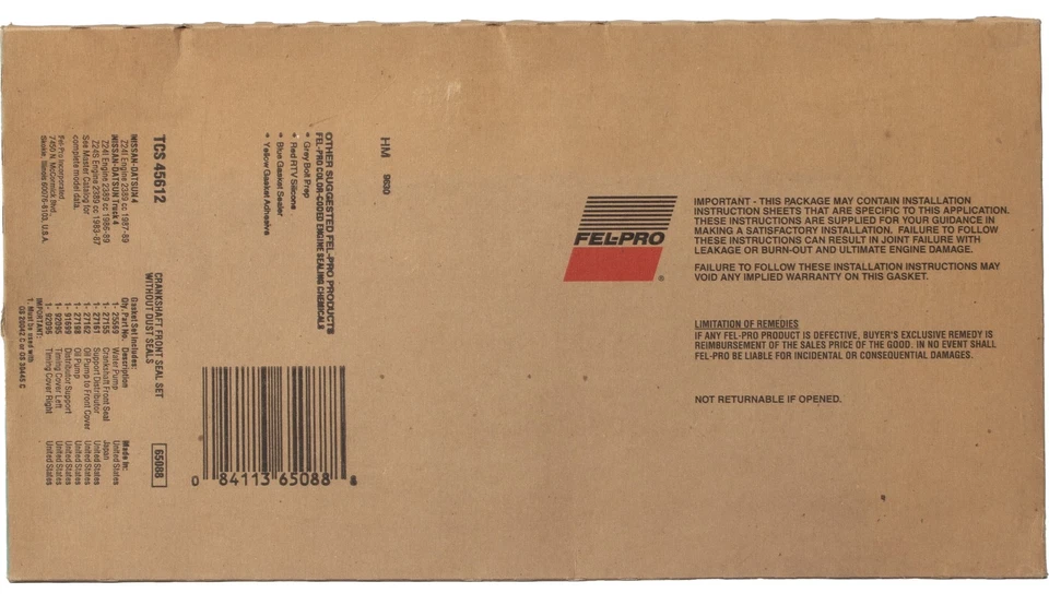 Juego de juntas de cubierta de distribución Fel-Pro para furgoneta Nissan 1987-1988 número de modelo TCS 45612 Foto 4 de 4