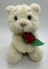 Russ Berrie BABY ROSEBUD 5" Plush Teddy Bear Holding Rose 7403 Vintage