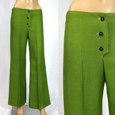 Vintage 1960s/60s Green Low Rise Bell Bottom Pants 1970s/70s
