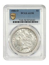1886-O $1 PCGS AU58 - Morgan Dollar - Scarce O-Mint Morgan Dollar
