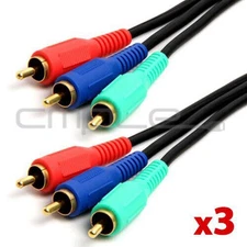 3 RCA Cable 25FT Component Video Male to Male Cord YPbPr RGB TV DVD VCR - 3 PCS