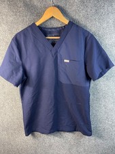FIGS Technical Collection V Neck Scrub Shirt Top Sz Small Blue Polyester