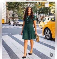 NWT Large Sail To Sable Dylan Emerald green Tweed Gold Button  Dress