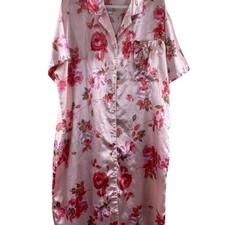 Vintage Floral Satin Kimono Robe Pajama One Size
