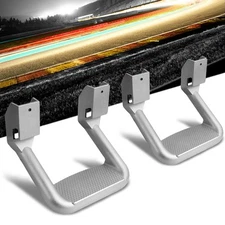 Pair Silver Coated Aluminum Side Steps Nerf Bar w/Bracket For Pickup Truck SUV
