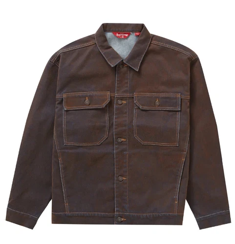 VESTE CAMIONNEUR EN DENIM FLOQUÉ SUPREME® dorée FW24 homme taille XL