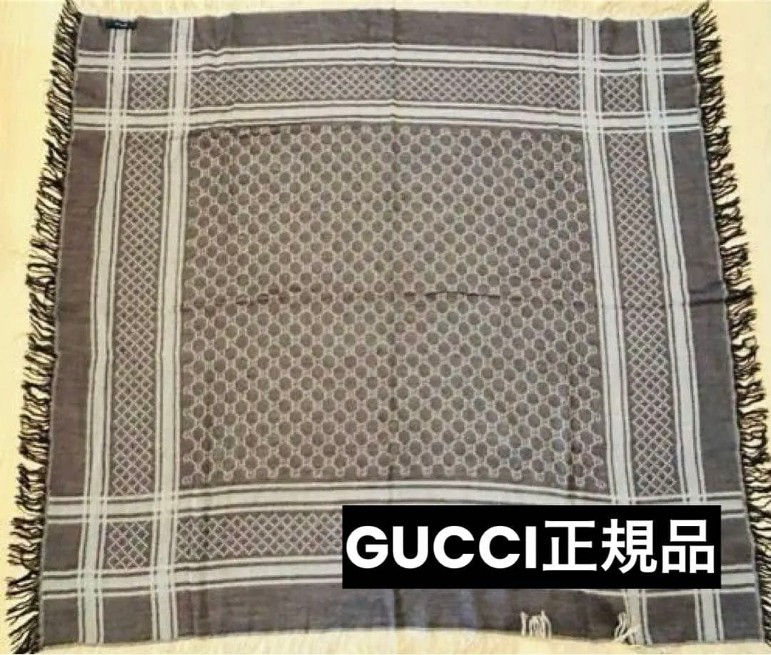 Auth GUCCI Reversible GG Pattern Large Stole Wool… - image 10