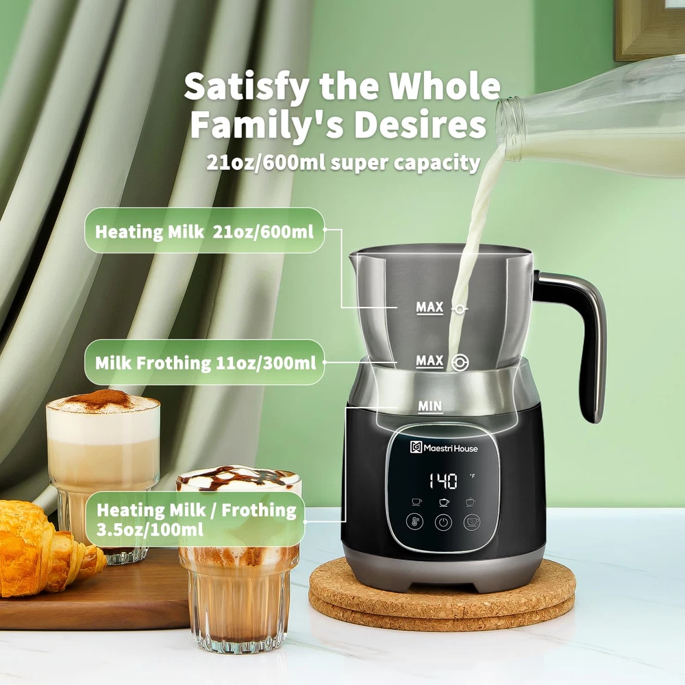 21OZ Milk Frother and Steamer with Adjustable Temperature Control and Froth Thickness for Perfect Coffee Creations