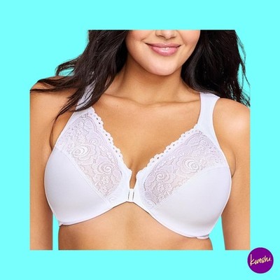 Glamorise Damen Wonderwire Bügel-BH mit Frontverschluss 1245, weiß, UK 38G