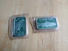 Rainbow Trout Fishing 1 Troy Oz .999 Fine Silver Pair of Bars Individual Capsule