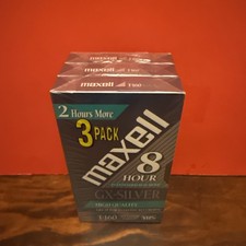 Maxell GX-Silver 3 Pack High Quality T-160 8 Hour NEW Sealed VHS 3-Pack