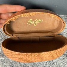 Maui Jim Sunglasses Case Orange Woven Raffia Hard Shell Clamshell 6812