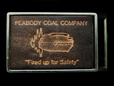 LC25107 VINTAGE 1970s  PEABODY COAL COMPANY  FIRED UP FOR SAFETY MINING BUCKLE