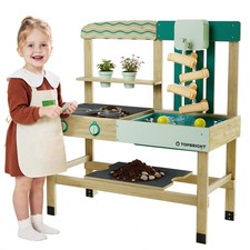 TOP BRIGHT 4 In 1 Mud Kitchen for Kids, Wooden Outdoor Playhouse Green