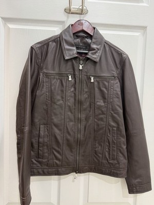 John Varvatos USA Mens Leather Jacket Size M - Brown Full Zip. New! No tag!