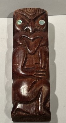Vintage handgeschnitztes Holz Tiki Totem Rotorua Neuseeland Kunst Maori