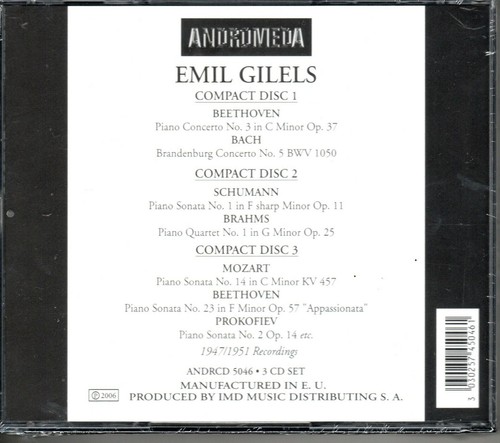 THE YOUNG EMIL GILELS - RECORDINGS FROM 1947 TO 1951 - ANDROMEDA 3CD SET - Picture 2 of 2