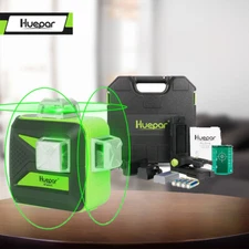 3D Laser Level Cross Line Self-Leveling Green Beams + Hard Case