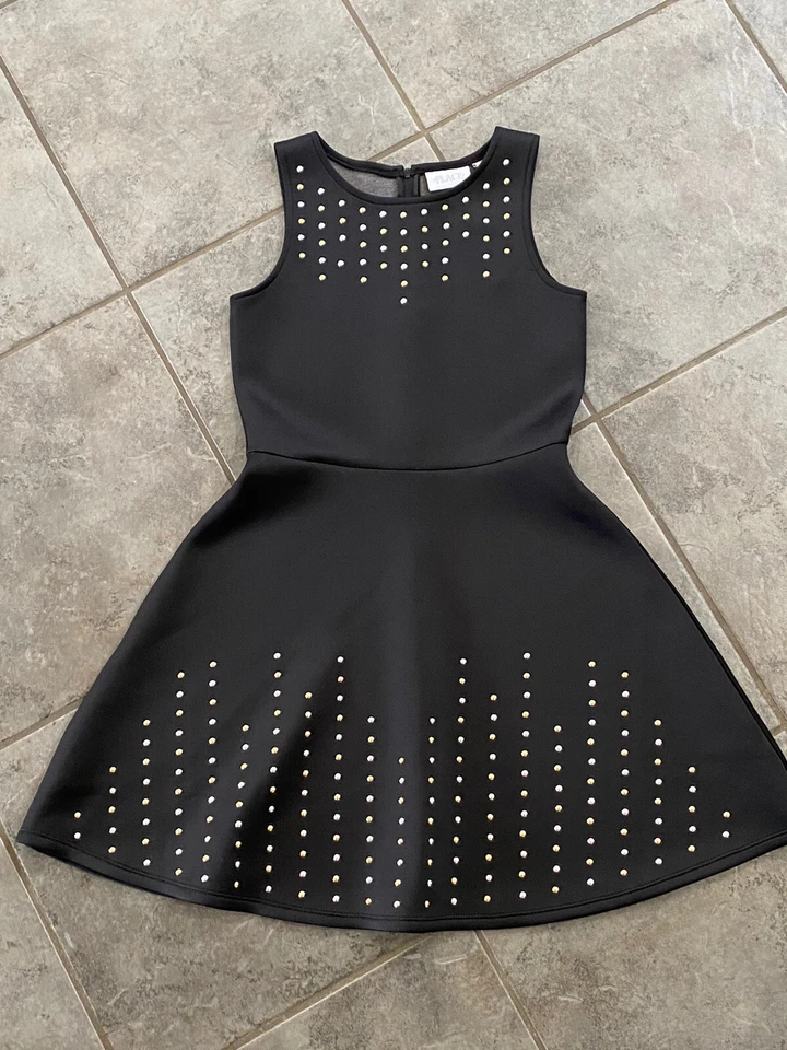 Vestido The Children’s Place Girls L 10/12 Nuevo con Etiquetas Worh oro/plateado tachuelas Foto 3 de 4