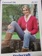 Stylecraft DK Knitting Pattern 8135 Bolero Sweater 32-44"