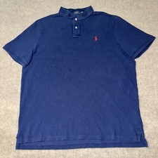 Polo Ralph Lauren Shirt Men's XL Navy Blue 100 Cotton Classic Fit Red Pony Logo