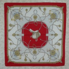 PAOLO GUCCI Red White Cotton Scarf Scarves Pocket Square 16.5" X 17" N580