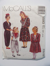 McCall's 5593 Jumpsuit Dress in 2 Lengths Girl's Size 7-8-10 Uncut Pattern