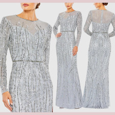 NWT Mac Duggal [ 4 ] 5644 Embellished Illusion High Neck Long Sleeve Gown J1229