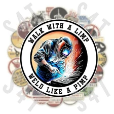 Weld Like a Pimp Hard Hat Sticker Decal Waterproof Vinyl Gift for Hood