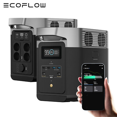 ECOFLOW DELTA 2 Power Station 1800W Max 1024Wh LiFePO4 Tragbarer Solargenerator