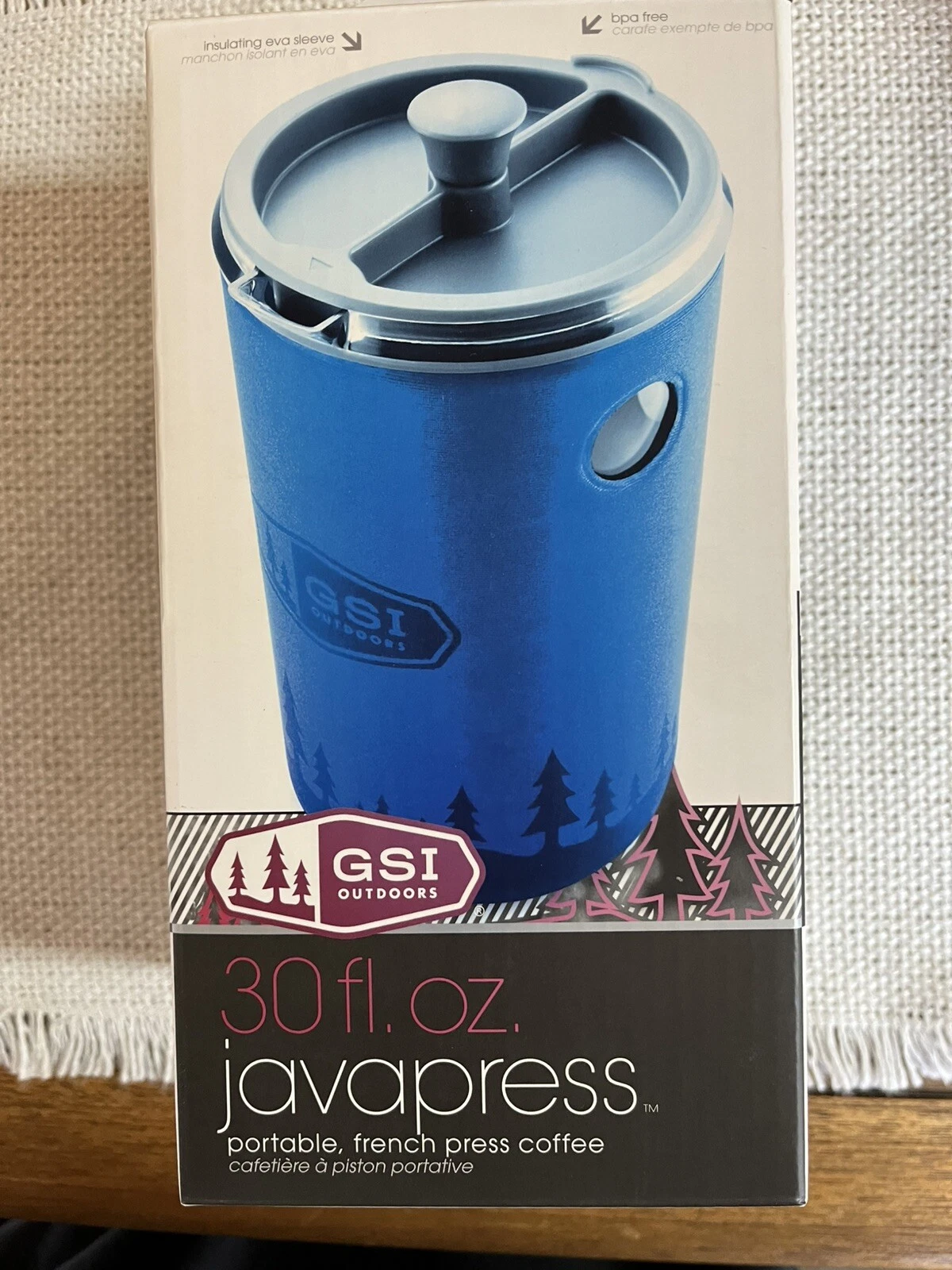 GSI Outdoors, 30 Fl Oz JavaPress, French Press Coffee Maker for Camping - Blue