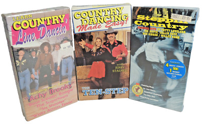 Country Dancing VHS Lot Ten Step Line Dances and Music for Line Dancing Lot of 3