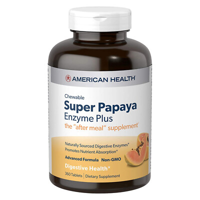 American Health Super Papaya Enzyme Plus 360 Chew Tablets