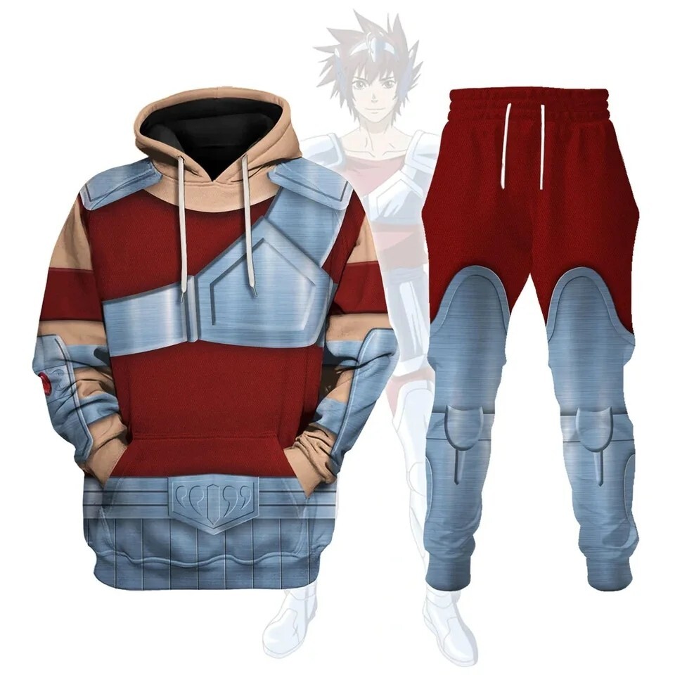 Sweat à Capuche Saints Seiya 100% Coton Oversize - Manches Longues, Motif Chevaliers Du Zodiaque Pour Homme