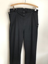 VTG 40s Cotton Sailor Front Buckle Back Distressed Dress Trousers Pants 33x32