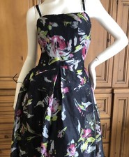 Dolce & Gabbana US 6 Black Silk Floral Cocktail Dress Amazing Quality With Tags