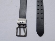 DESIGNER LADIES REVERSIBLE BR/ BLK LEATHER BELT 11/8" WIDE SILVER HARDWAR SIZE L